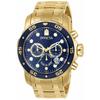 Invicta Pro Diver Quartz Watch, 48mm Case, Gold with Stainless Steel Strap, Blue Dial, 0073, Men's, Officially Imported