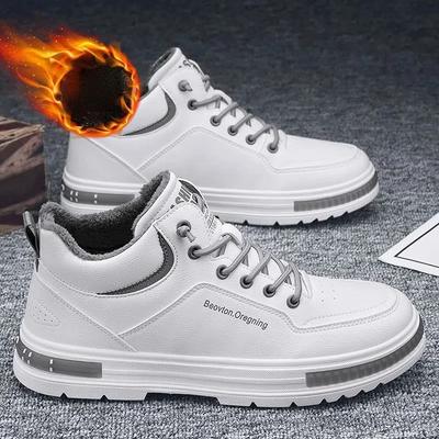 Fashion Men Plush Warm Casual Flat Vulcanized Shoes Man  Lace-up Lightweight Breathable Male Walking Sneakers Zapatillas Hombre 2024
