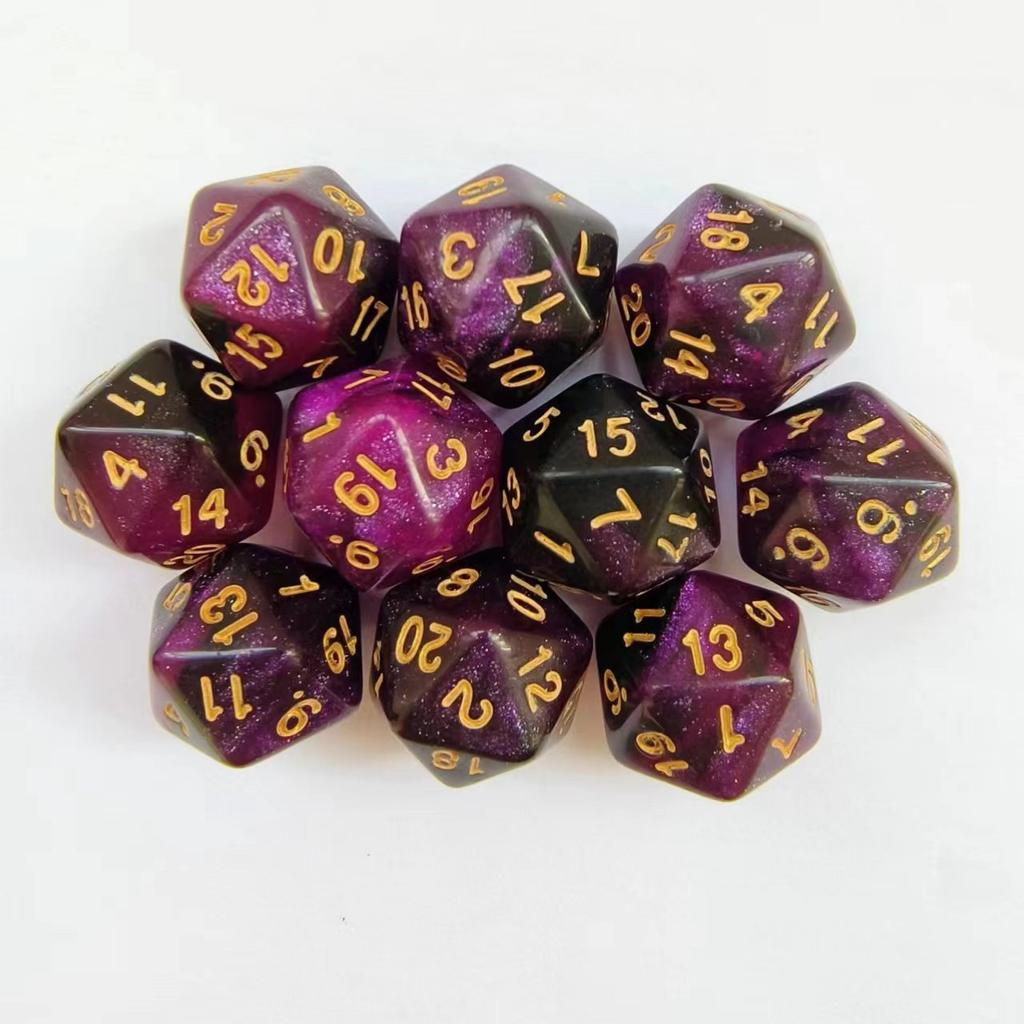 10pcs/set of 20 Sided Dual Color Starry Sky Dice Acrylic Number Dice for Dnd COC RPG Running Team Table Board Game Dnd Dice Set