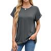 Damen S Einfarbig Rundhals Locker Kurzarm T-Shirt