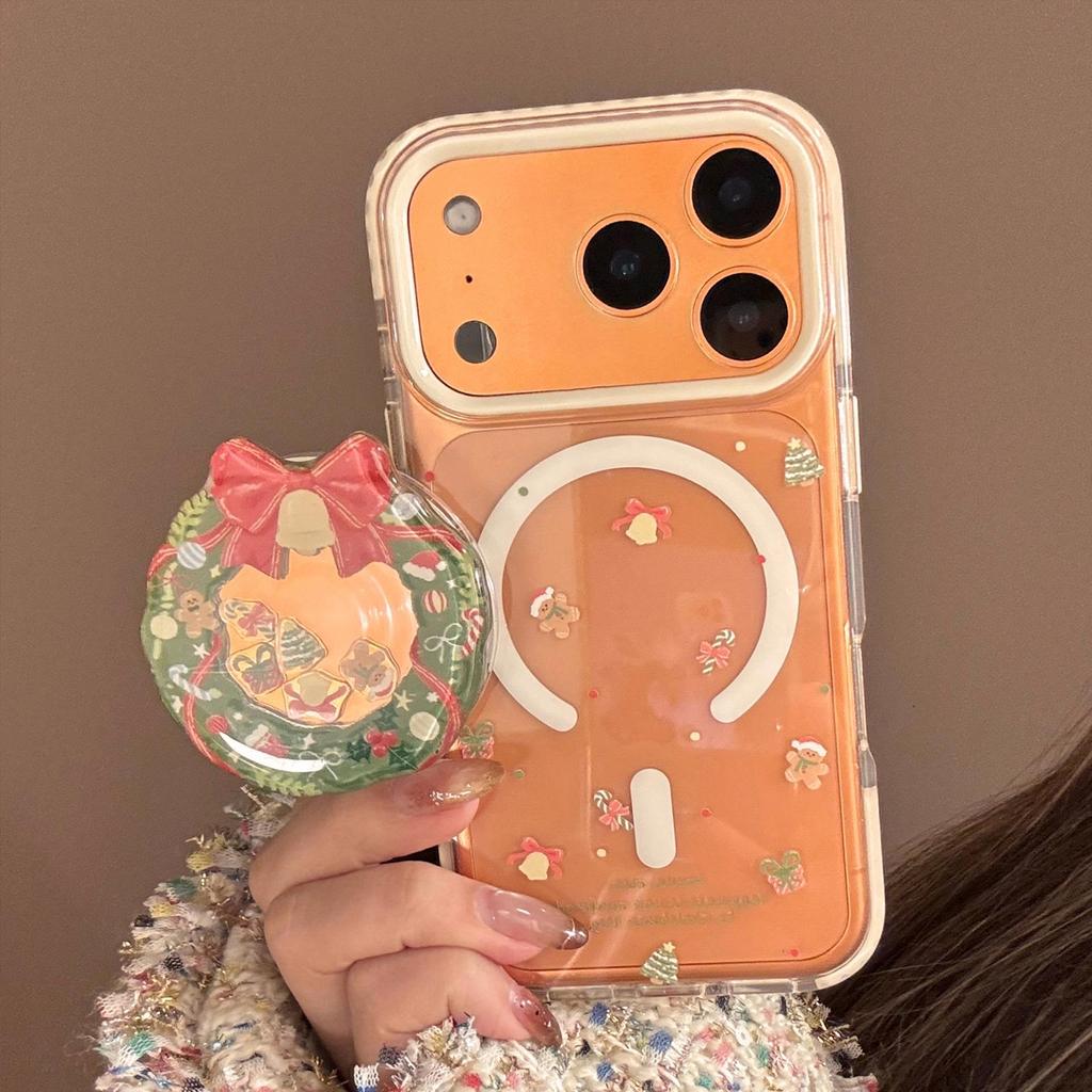 Creative Christmas Wreath Stand Phone Case for iPhone 17 and iPhone 17 Pro Max