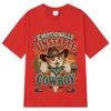 Funny Cowboy Cat Meme T-shirt Men's Women Fashion T-shirt Summer Short-sleeved Loose Casual Cotton Oversized T-shirts Streetwear7
