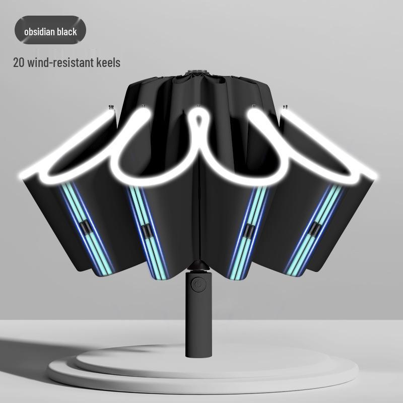 24-Bone Automatic Windproof Folding Umbrella for Men, Rain or Shine, with UV Sun Protection