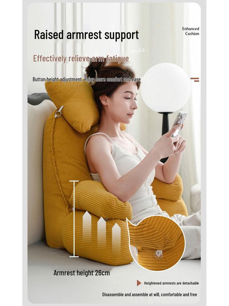 Corduroy Headboard Cushion: Soft Upholstered Lumbar Support & Neck Protection Pillow for Reading in Bed or Dorm