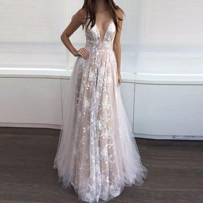 Women Wedding Bride Bridesmaids Elegant Sleeveless Mesh Lace Suspender Strap Maxi Long Dress Party Ball Gown