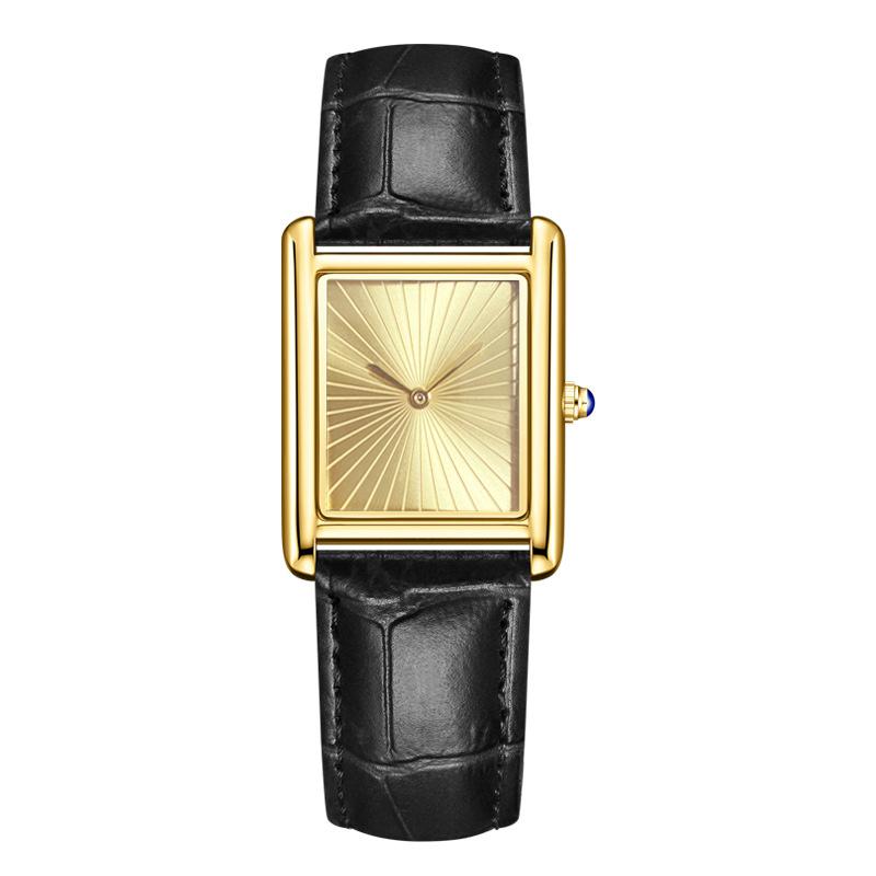 Fashion Luxury Watches for Man Simple Square Gold Dial Men's Watch Waterproof Tank Watches Clock Reloj Hombre New Year Gifts