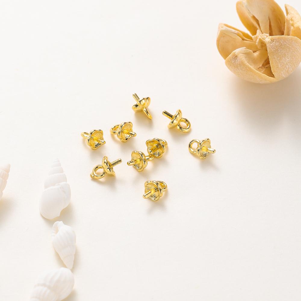 20pcs 14K 18K Gold Pearl Screw Eye Pins Beads Caps End Pendant Connect Beads For DIY Jewelry Charm Making Accessories Findings
