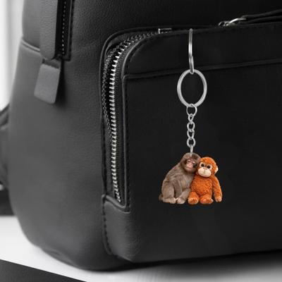 Klatschen Affe Schlüsselanhänger Anhänger Doppelseitig Acryl Affe Hält Spielzeug Schlüsselkette Rucksack Handtasche Zubehör