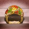 Ring for Women Retro Colored Enamel Ring Gold-plated Exaggerated Leaves Ring Children