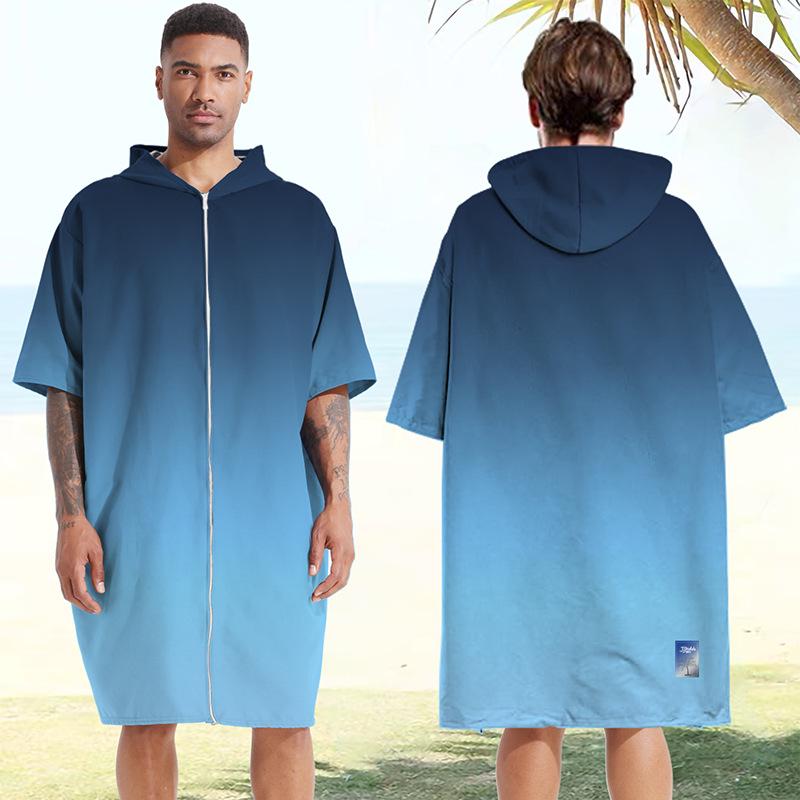 2025 Quick-Dry Hooded Swim Poncho with Zipper - Portable Bathrobe and Beach Towel