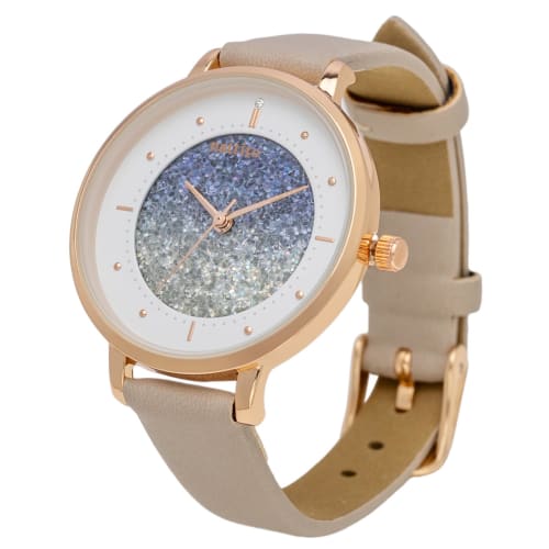 Fieldwork Women's Analog Watch with Leather Strap and Glitter Dial, Gray, Shannon ST284-4