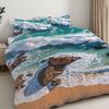 Spring And Summer Theme Pillowcase Duvet Cover 3 Piece Bedding Wave Crashing Reef Pattern Washable Durable