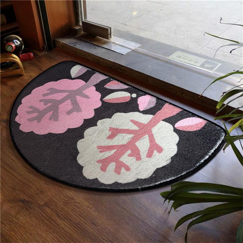 Semicircular Bathroom Imitation Cashmere Floor Mat Bathroom Absorbent Foot Mat Non-slip Carpet Home Decorative Mat