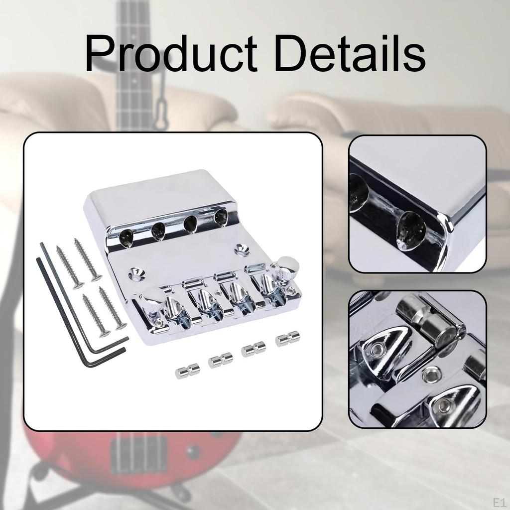 Kobylka pro baskytaru s náhradním šroubem s klíčem, DIY příslušenství, kovová, 4 struny, hardtail pro baskytaru