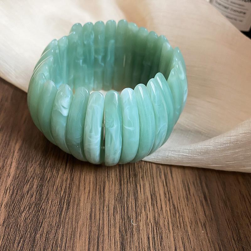 Bracciale Ovale in Acrilico Marmo Europeo e Americano - Pezzo di Gioielleria Retro alla Moda