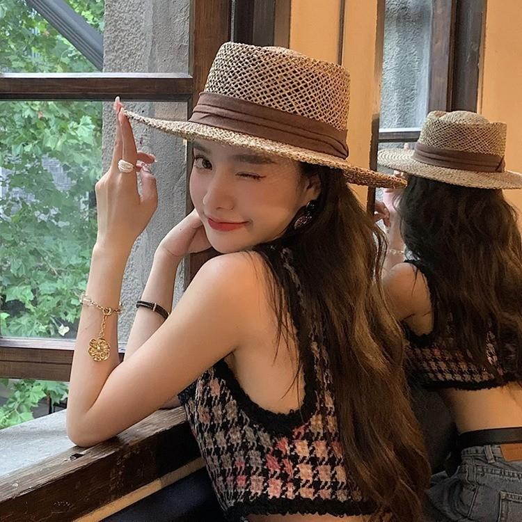 Panama Straw Hat With Butterfly Bow For Beach Vacation Sun Protection Summer Fashion