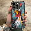 Chicken Hen Rooster Plating Phone Case For Iphone 16 17 Pro Max Air 16E 14 15 Plus 12 13 Mini Anti-Fall Airabag Cover