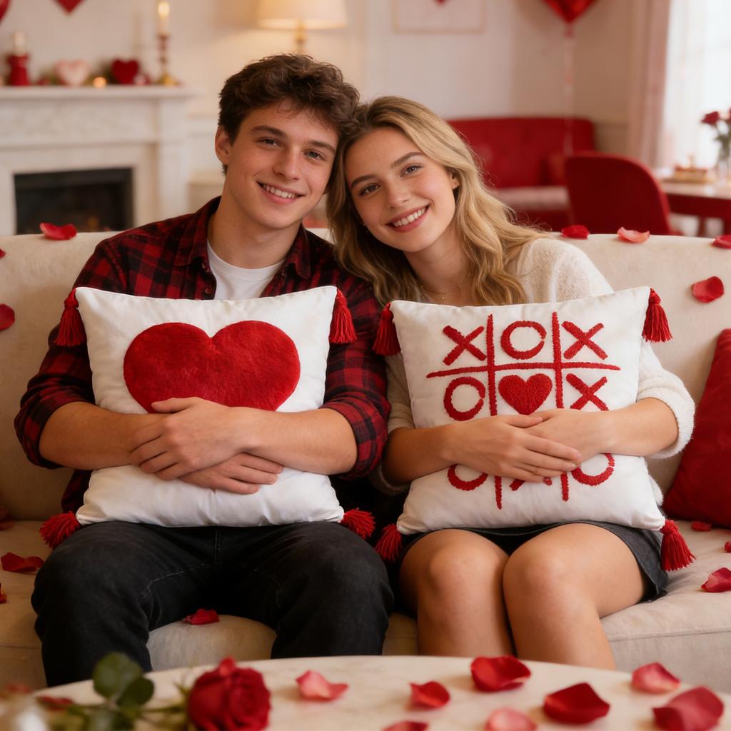 Valentine's Day Love Heart Throw Cover Faux Love Covers Soft Plush Cushion Case Decoration For Sofa Couch Home Decor