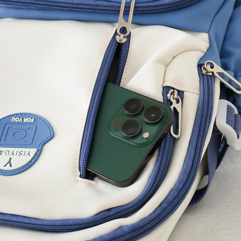 Lightweight Contrast Backpack Student Schoolbag Large Capacity Backpack