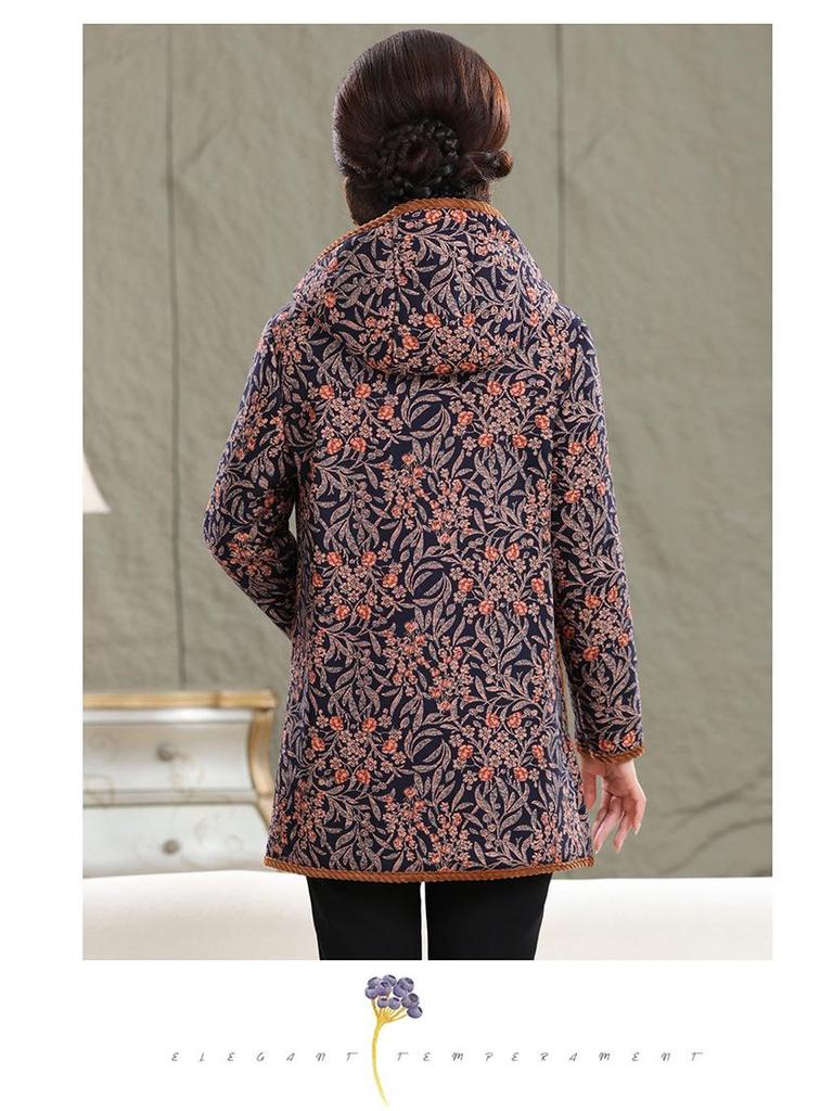 Women's Mid-Length Winter Coat with Thick Velvet Lining for Middle-Aged and Elderly