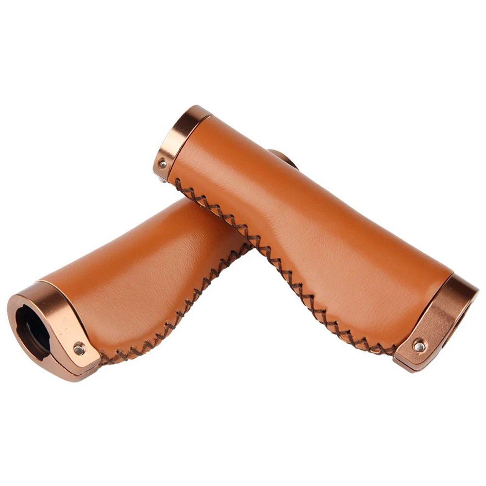 MTB Cuffs Lock Bar End Bicycle Handle Grips Bike Cowhide Grips Bike Grip Cover Bike Retro Grips
