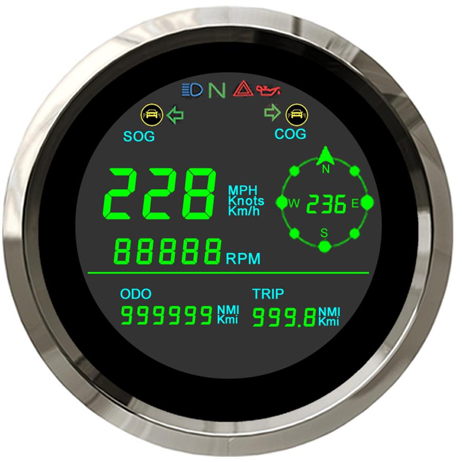 

85мм ЖК-цифровой автомобильный GPS-спидометр тахометр одометр датчик миль/ч узлы км/ч об/мин