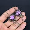 Purpurite 999 Copper Wire Wrapped Earrings, Handmade Gemstone Jewelry Earrings For Memorial Day