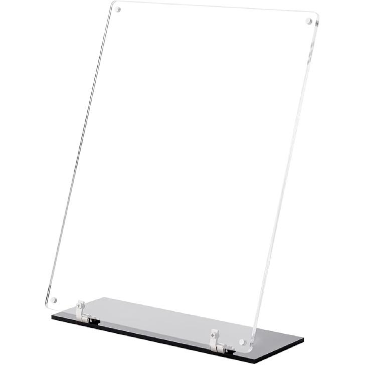 8.5"x11" Acrylic Sign Holder, 180° Adjustable Magnetic Code Sign Menu Stand, Double-Sided Clear Table Paper Display Holder For Office, Store,