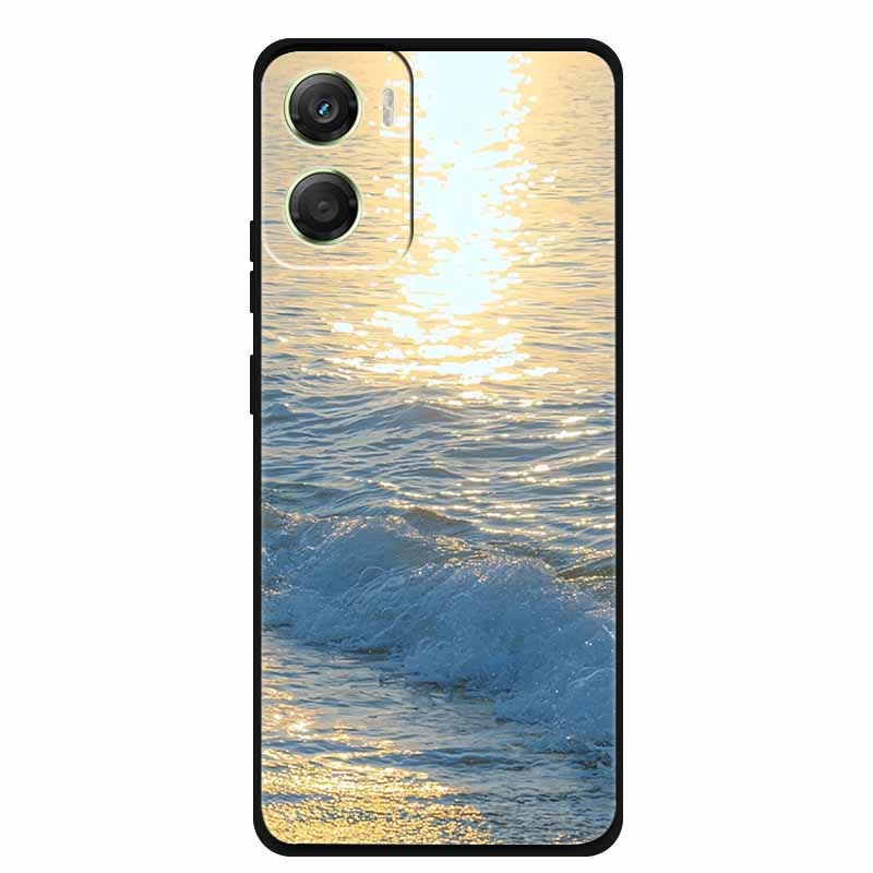Flowers Case For Motorola Moto G06 G 06 4G Soft Silicone Phone Cover Funda Black TPU Protective Bumper Back Fashion Coque Shell