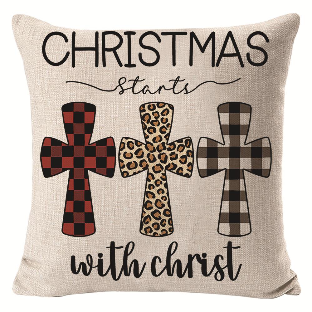 New Christmas Linen Pillow Cover Simple Sofa Pillow Home Printed Cushion Cover