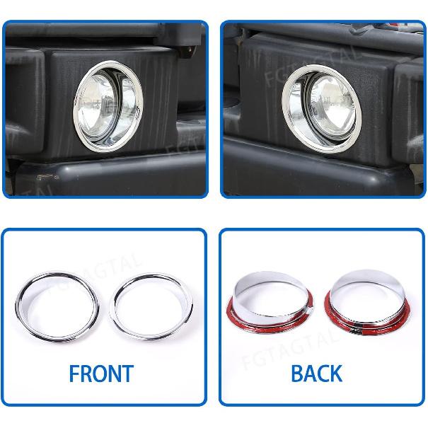 Front Bumper Driving Fog Light Ring Bezels Covers Trim Molding Fit for Hummer H2 2003-2009, ABS Front Fog Light Lamp Decoration Protector