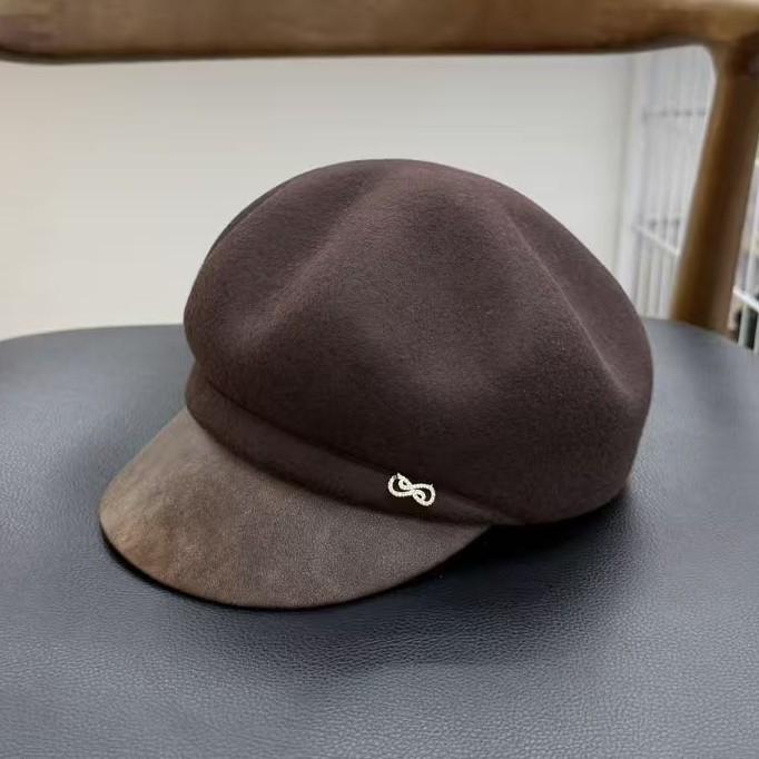 New temperament British retro cap wool newsboy hat women's autumn and winter versatile face little beret