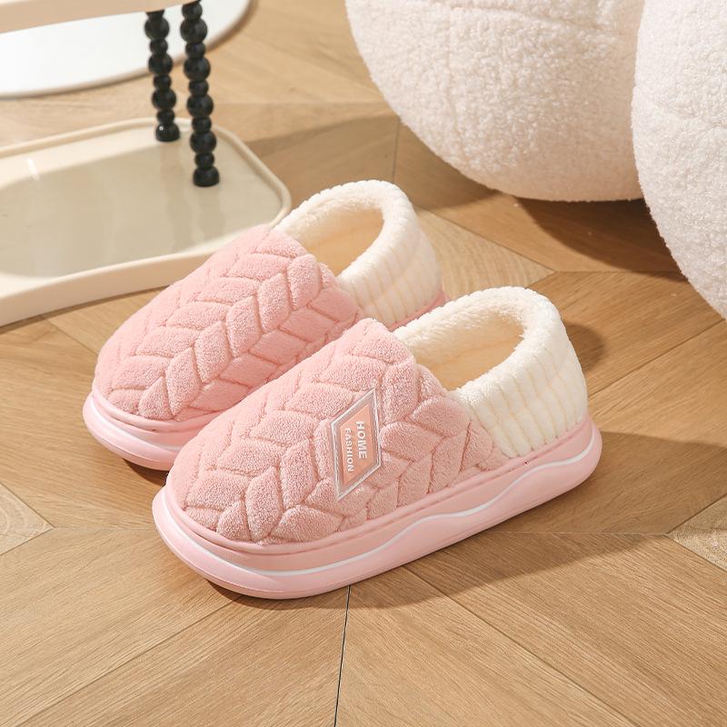 Dámské protiskluzové bavlněné pantofle do interiéru - teplé, s tlustou podrážkou, vhodné na jaro, podzim, zimu a pro muže.