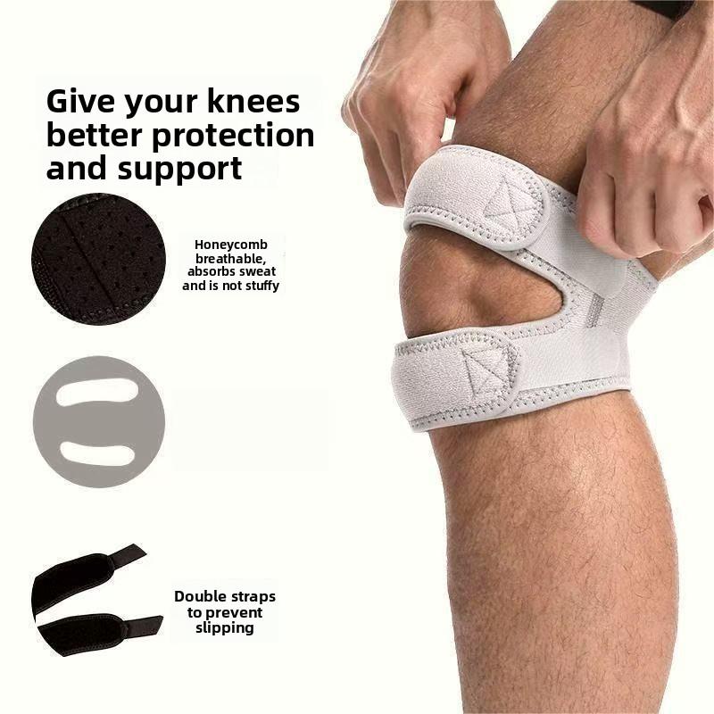 1Pc Sports Knee Pad Double Strip Adjustable Knee Strap Protect Knee Shock Absorption, Breathable and Non-slip for Running