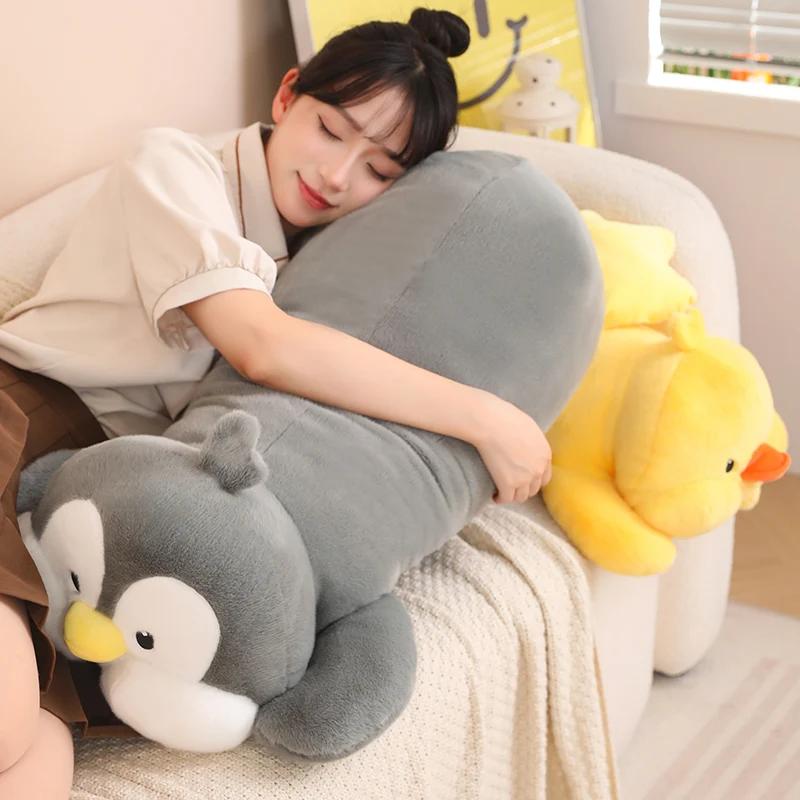 50/70/90cm Neu Hochwertig Cartoon Tier Plüschkissen Hände Warm Baumwolle Weich Pinguin Ente Plüschtier Geburtstagsgeschenk