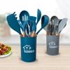 12Pcs/Set Blue Kitchen Cookware Silicone Kitchenware Non-stick Cooking Tool Spatula Ladle Egg Beaters Shovel Spoon Soup Utensils