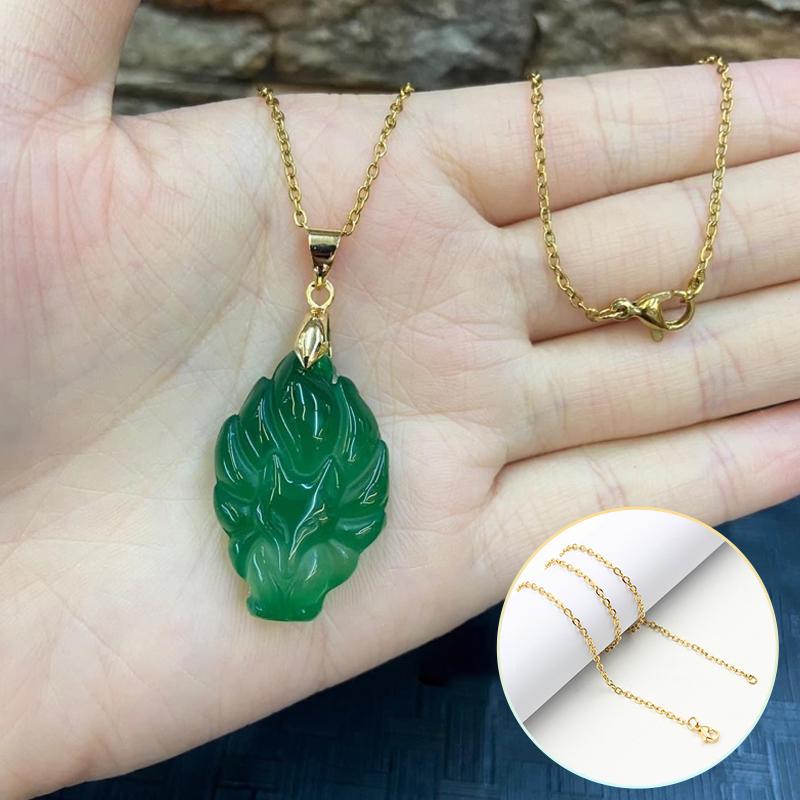 Unisex Chinese Animal Hand-Carved Fox Nine-Tailed Fox Pendant Chain Necklace Men Women Lucky Jewelry Gift 2025 New