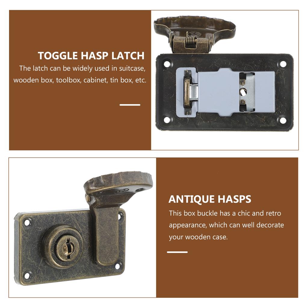 2Pcs Vintage Box Lock Suitcase Latch Brass Clasp Padlock Furniture Hardware Wooden Trunk Hasp Locker Closure Fastener