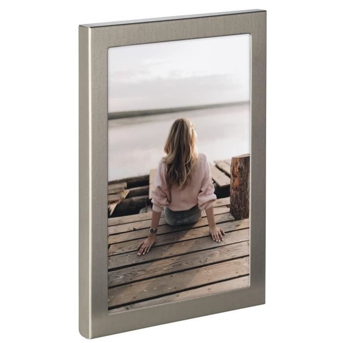 Cadre photo - hama - riva - titane - 13 x 18 cm - velours de qualité supérieure - design intemporel