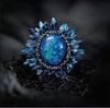 Blue Synthetic Opal Finger Ring: Elegant Style Ladies' Christmas Gift