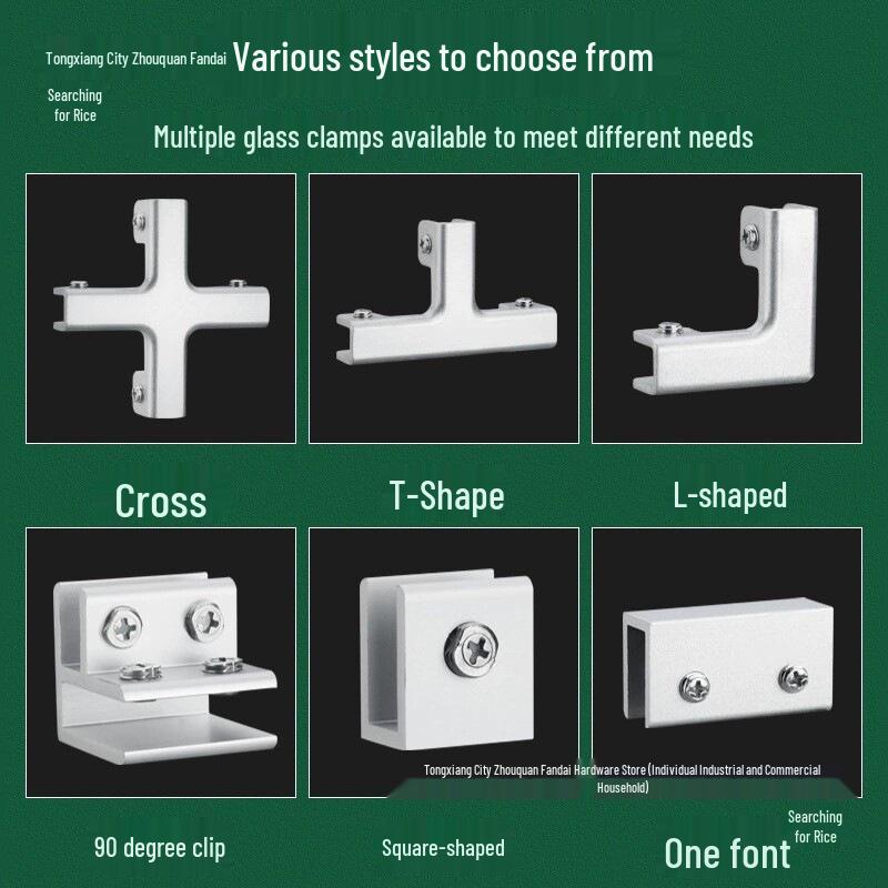 L-Shaped Right Angle Aluminum Kitchen Sink Clamp & Glass Shelf Clip