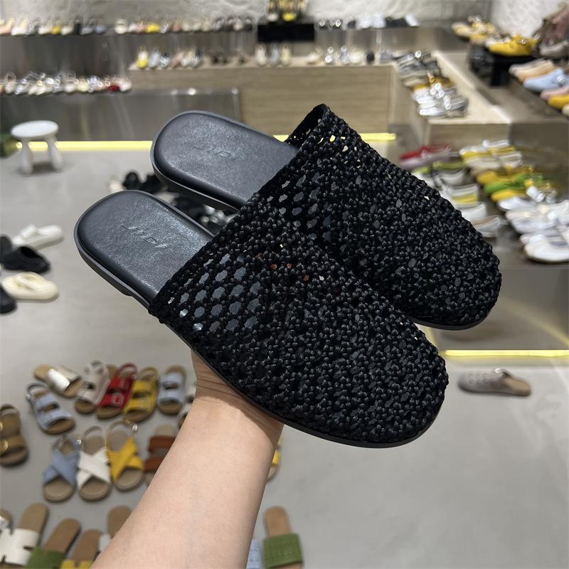 Summer new products fresh literary woven cool slippers flat-bottomed outer wear fashion shoes hollow casual slippers