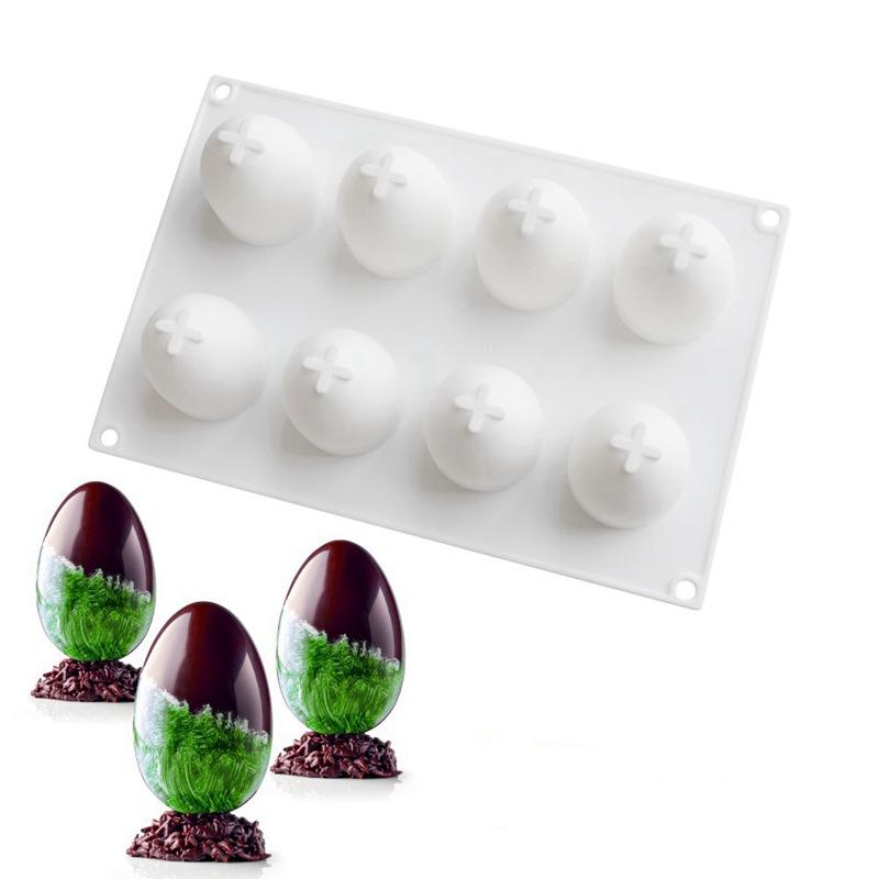 1 Pc 8 Egg Mousse Cake Mould Dessert Easter Egg Silicone Silicone Mould DIY Chocolate Baking Tool