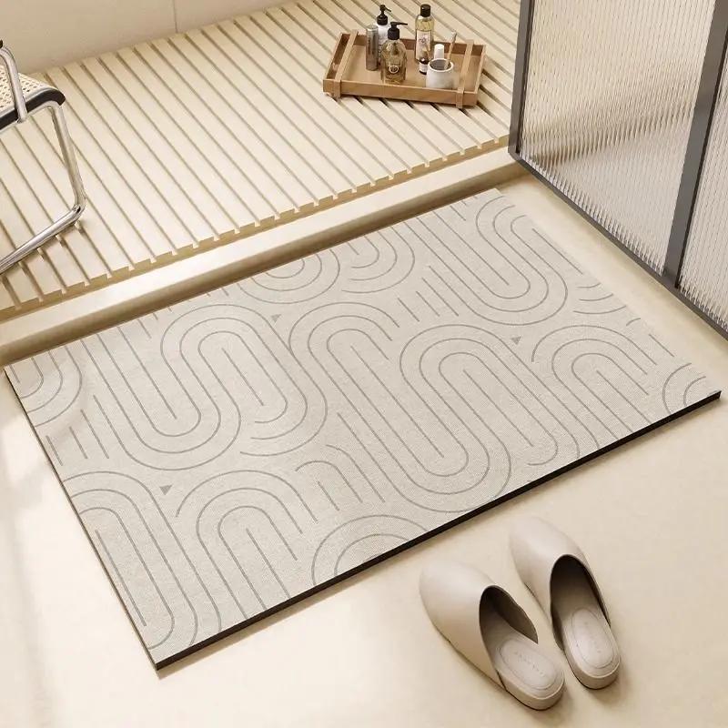 Absorbent Diatom Mud Floor Mat Non-Slip Bath Rug Quick Drying Toilet Doormat Soft Bathroom Carpet for Shower