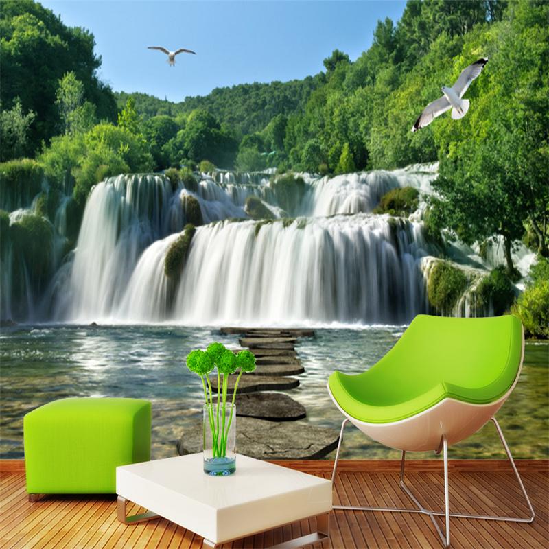 

Водопад Лес Обои Домашний декор Диван Телевизор Обеденный стол Фон Настенная пейзажная роспись Обои