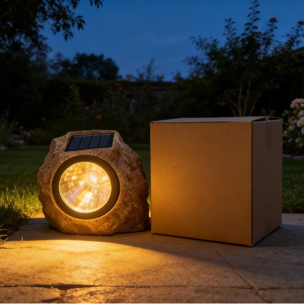 Solar Stone Garden Light Waterproof Led Lamp With Sensor For Outdoor Decor