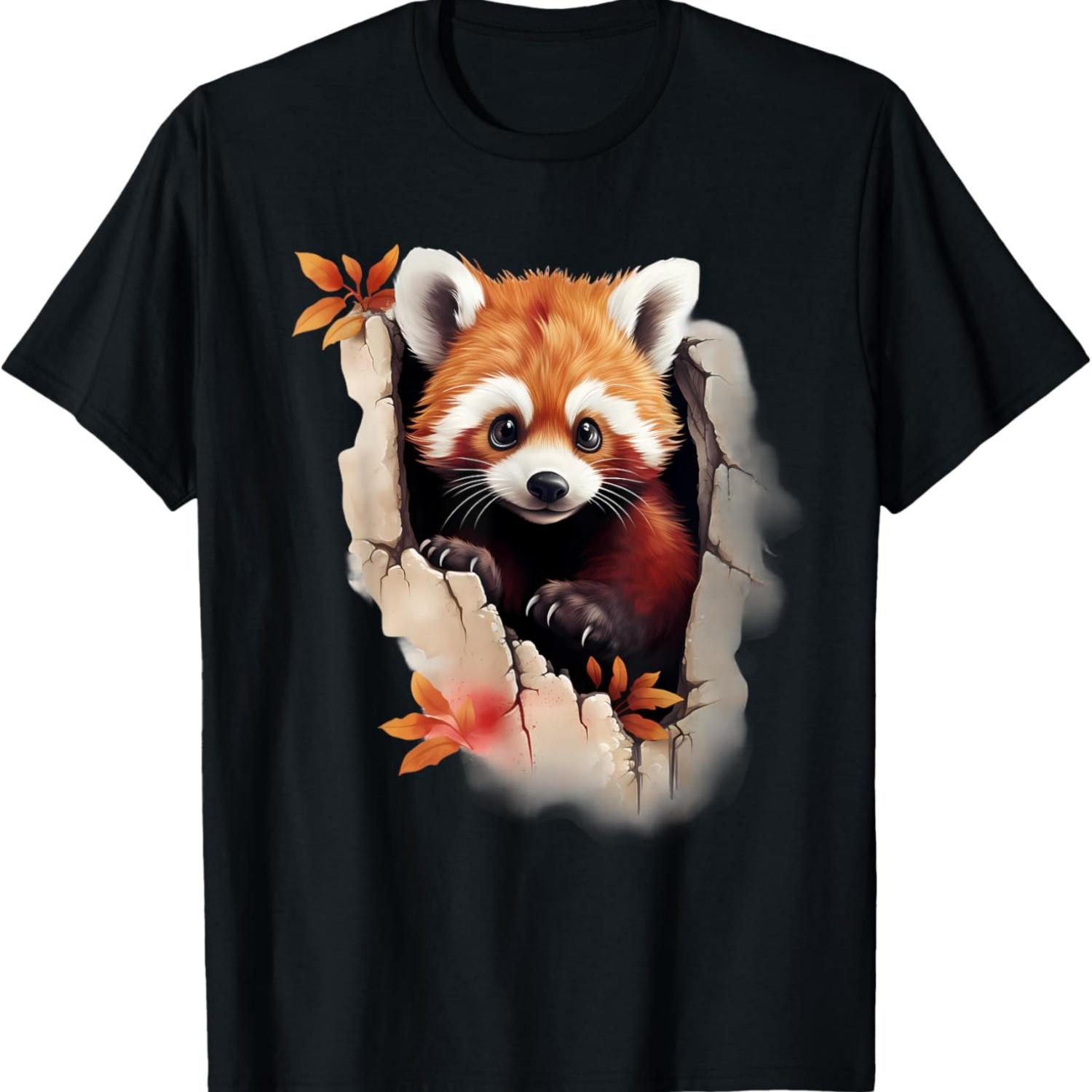 Red Panda Wall Artwork Motif Animal Lovers Motif Wildlife T-Shirt S чёрный
