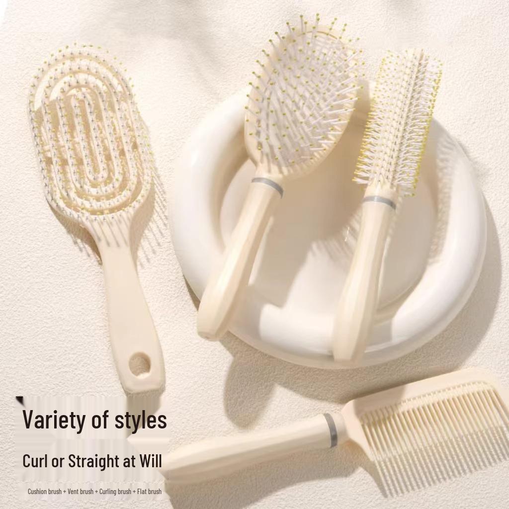 Fluffy Cushion Long Hair Comb Set: Airbag, Straightener, Curler, and Massage Comb for Students and Women.