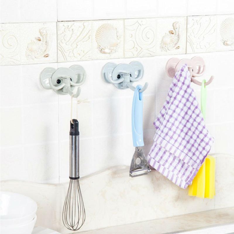 

Клейкий крючок с мультяшным слоном, 3 звена, прочный несущий мощный кухонный крючок для хранения, вешалка