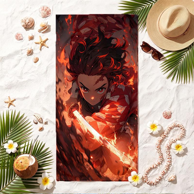 Demon Slayer Soft Beach Towel Stylish Beach Pool Towel for Summer Seaside Vacation Travel